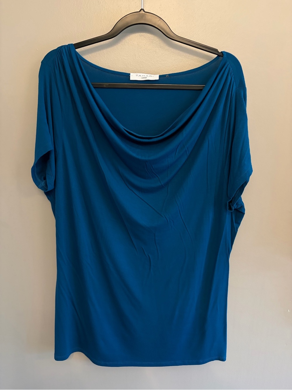 Tahari Woman dark aqua blue tunic style shirt size 1X modal rayon blend